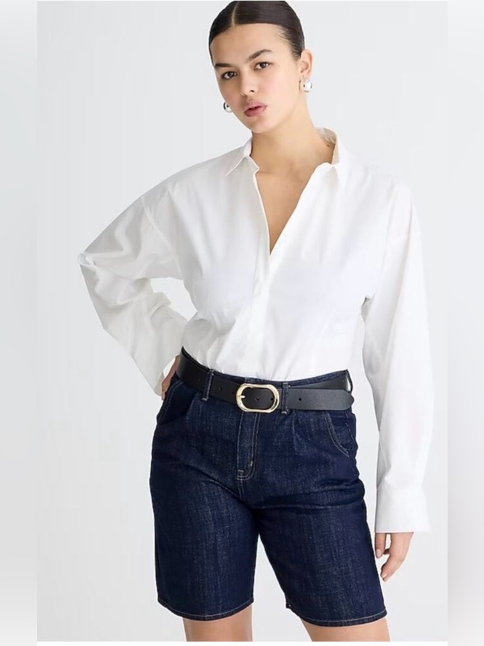 J.Crew Fitted Button-Up Shirt in Stretch Cotton-Blend Poplin